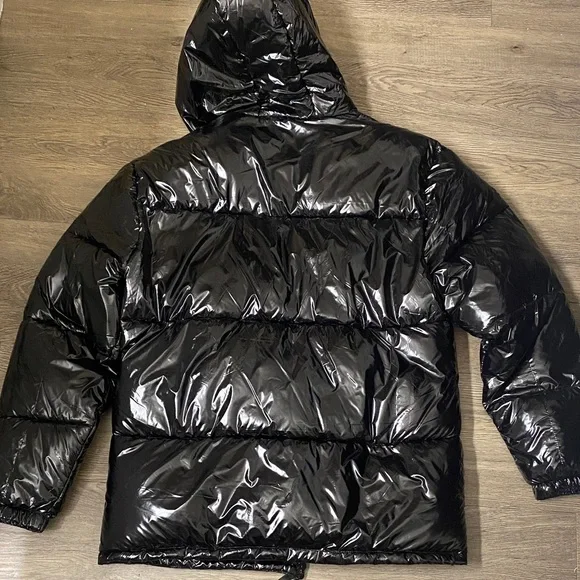 WESC Shiny Men’s Black Puffer Jacket with Hood